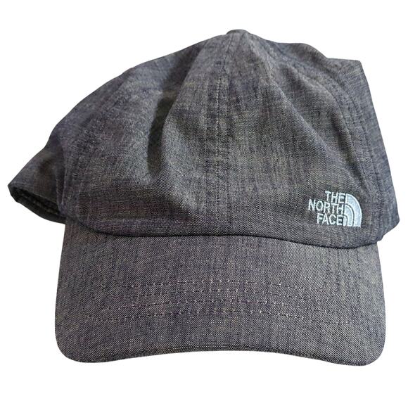 The North Face Womens Gray Strap Back Hat Baseball Cap Adjustable Blue Logo OSFM - Picture 1 of 3